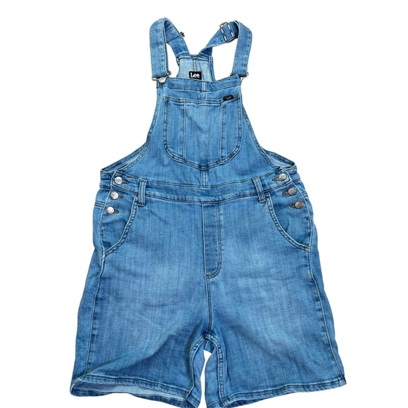 LEE Vintage 90s Y2K denim shortalls short overalls jean M - Picture 2 of 12